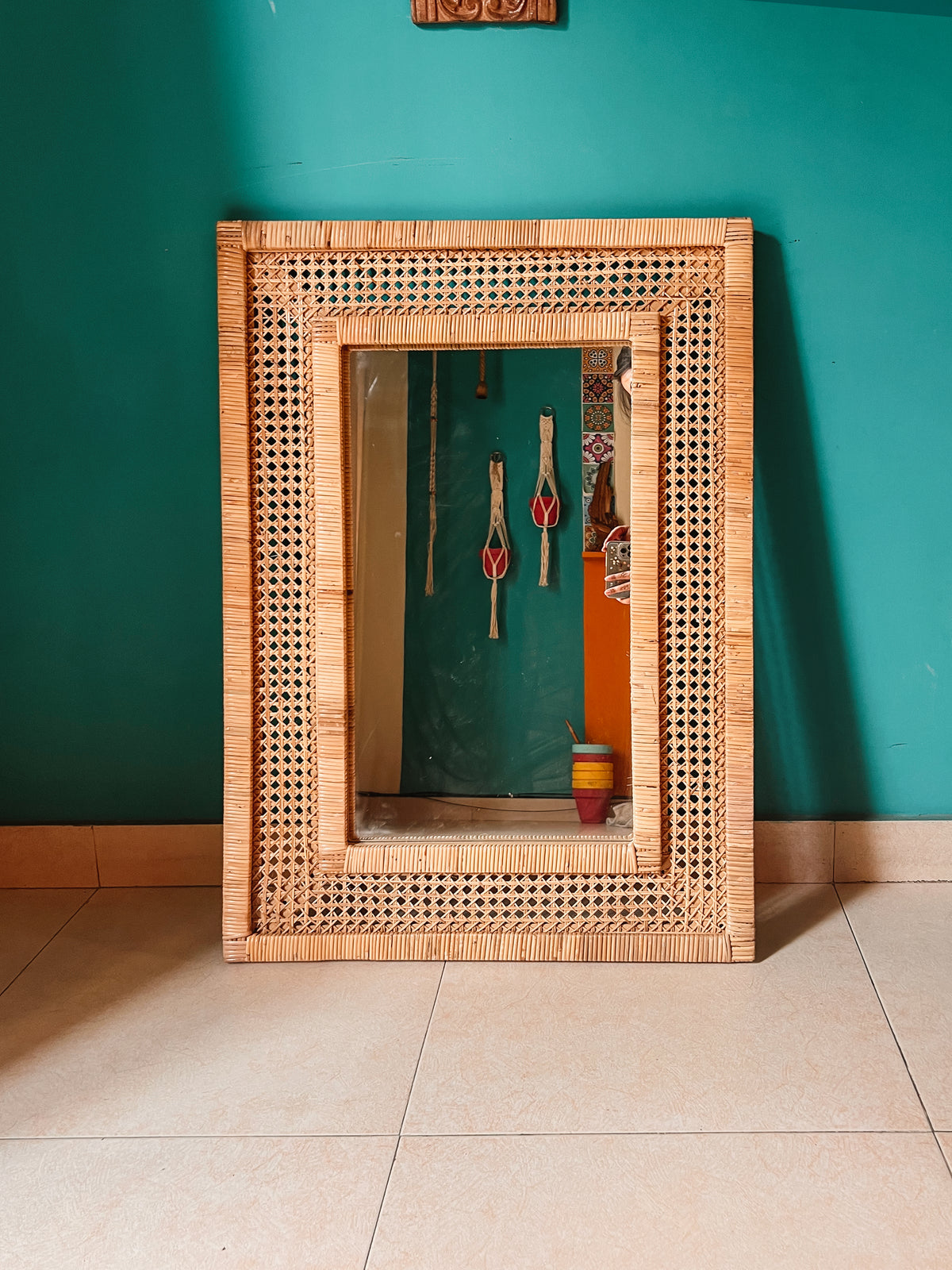 Rattan square Mirror Frame