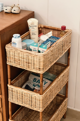 Cubed rattan rack shelf