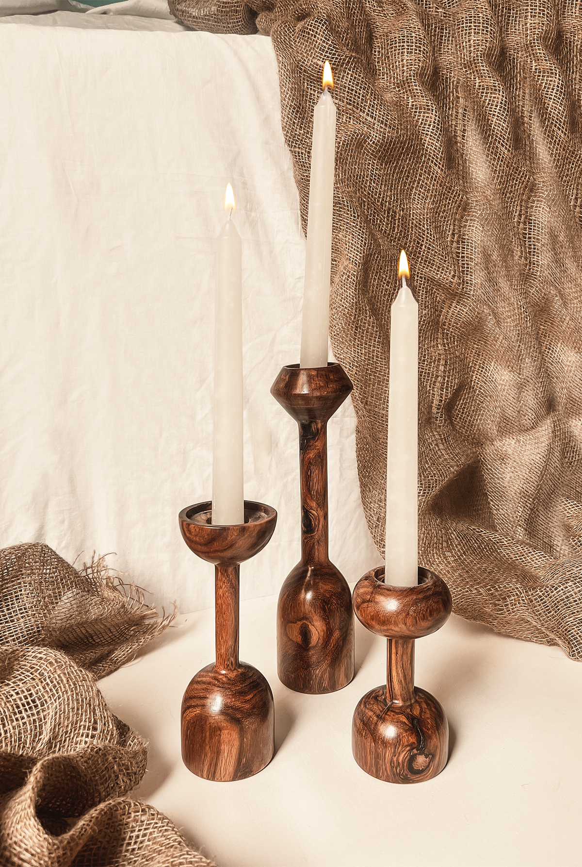 Sheesham Candle Stands